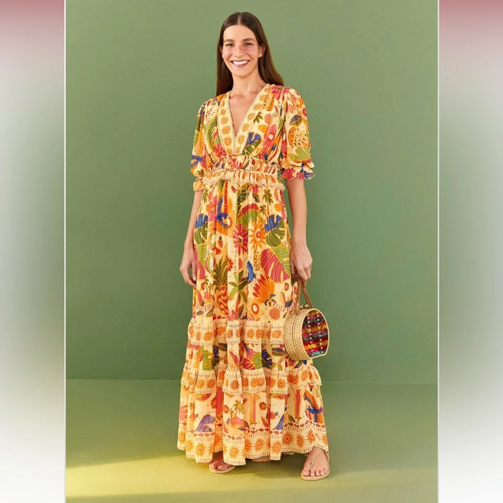 slim fit dress slacks Farm Rio | Flora Tapestry Red Long Sleeve Mini Dress 